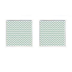 Jade Green And White Zigzag Cufflinks (square)