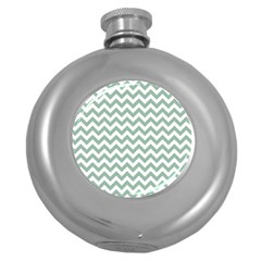 Jade Green And White Zigzag Hip Flask (round)