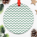 Jade Green And White Zigzag Round Ornament (Two Sides) Back