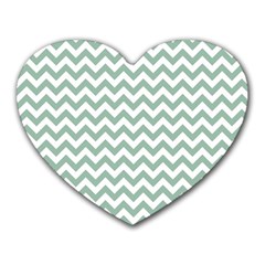 Jade Green And White Zigzag Mouse Pad (heart) by Zandiepants