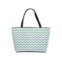 Jade Green And White Zigzag Large Shoulder Bag by Zandiepants