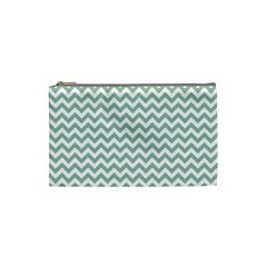 Jade Green And White Zigzag Cosmetic Bag (small)