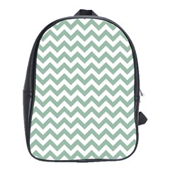 Jade Green And White Zigzag School Bag (large) by Zandiepants