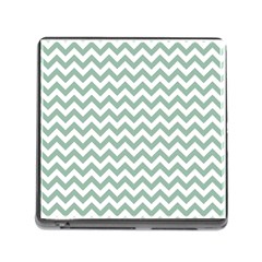 Jade Green And White Zigzag Memory Card Reader With Storage (square)