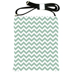 Jade Green And White Zigzag Shoulder Sling Bag by Zandiepants