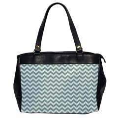 Jade Green And White Zigzag Oversize Office Handbag (one Side) by Zandiepants