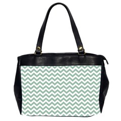 Jade Green And White Zigzag Oversize Office Handbag (two Sides) by Zandiepants