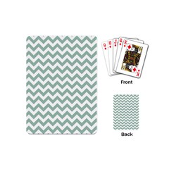 Jade Green And White Zigzag Playing Cards (mini)