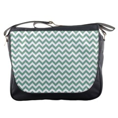 Jade Green And White Zigzag Messenger Bag by Zandiepants