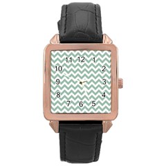 Jade Green And White Zigzag Rose Gold Leather Watch  by Zandiepants