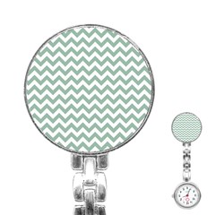 Jade Green And White Zigzag Stainless Steel Nurses Watch by Zandiepants