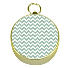 Jade Green And White Zigzag Gold Compass