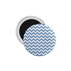 Blue And White Zigzag 1 75  Button Magnet by Zandiepants