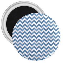 Blue And White Zigzag 3  Button Magnet