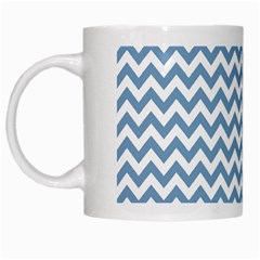 Blue And White Zigzag White Coffee Mug by Zandiepants