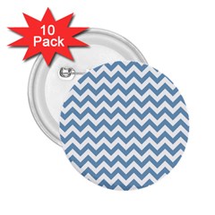 Blue And White Zigzag 2 25  Button (10 Pack)