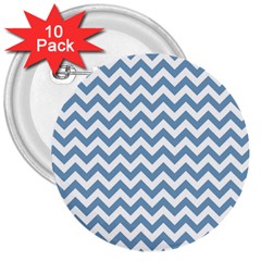 Blue And White Zigzag 3  Button (10 Pack) by Zandiepants