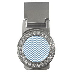 Blue And White Zigzag Money Clip (cz) by Zandiepants