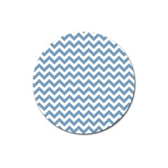 Blue And White Zigzag Magnet 3  (round)