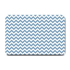 Blue And White Zigzag Small Door Mat by Zandiepants