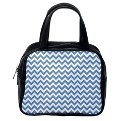 Blue And White Zigzag Classic Handbag (one Side)