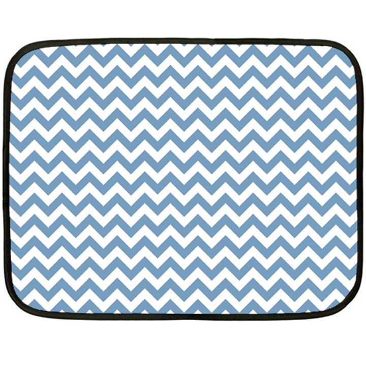 Blue And White Zigzag Mini Fleece Blanket (Two Sided)