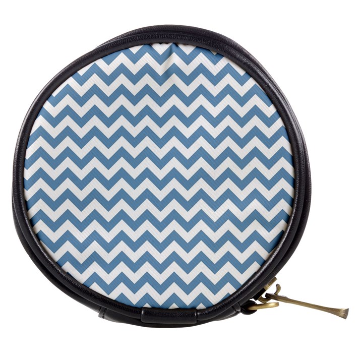 Blue And White Zigzag Mini Makeup Case