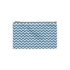 Blue And White Zigzag Cosmetic Bag (small)