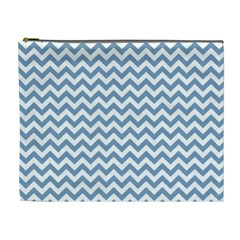 Blue And White Zigzag Cosmetic Bag (xl) by Zandiepants