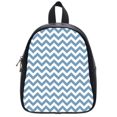 Blue And White Zigzag School Bag (small) by Zandiepants