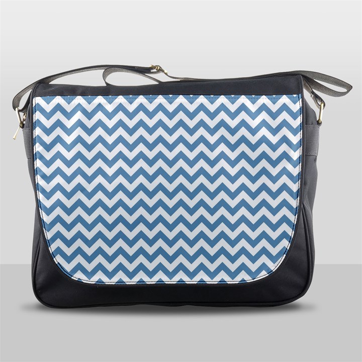 Blue And White Zigzag Messenger Bag