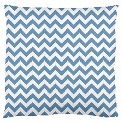 Blue And White Zigzag Large Cushion Case (single Sided)  by Zandiepants