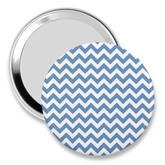 Blue And White Zigzag 3  Handbag Mirror by Zandiepants