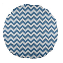 Blue And White Zigzag 18  Premium Round Cushion 