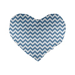 Blue And White Zigzag 16  Premium Heart Shape Cushion  by Zandiepants