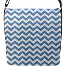 Blue And White Zigzag Flap Closure Messenger Bag (small) by Zandiepants