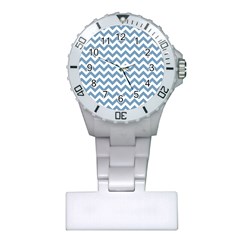 Blue And White Zigzag Nurses Watch