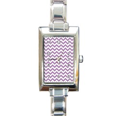 Lilac And White Zigzag Rectangular Italian Charm Watch by Zandiepants