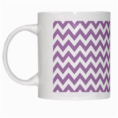 Lilac And White Zigzag White Coffee Mug by Zandiepants