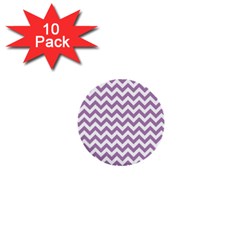 Lilac And White Zigzag 1  Mini Button (10 Pack)