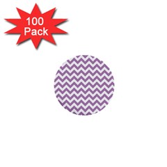 Lilac And White Zigzag 1  Mini Button (100 Pack)