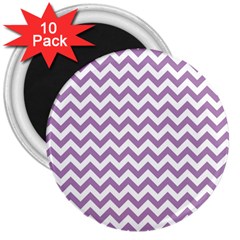 Lilac And White Zigzag 3  Button Magnet (10 Pack) by Zandiepants