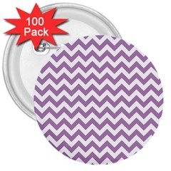 Lilac And White Zigzag 3  Button (100 Pack)