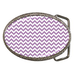 Lilac And White Zigzag Belt Buckle (oval) by Zandiepants