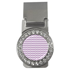 Lilac And White Zigzag Money Clip (cz) by Zandiepants