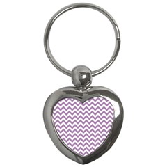 Lilac And White Zigzag Key Chain (heart) by Zandiepants