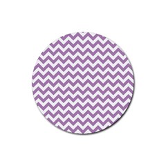 Lilac And White Zigzag Drink Coaster (round) by Zandiepants