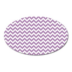 Lilac And White Zigzag Magnet (oval) by Zandiepants