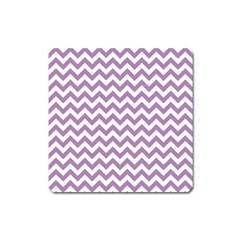 Lilac And White Zigzag Magnet (square)