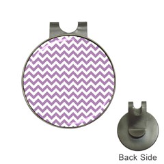 Lilac And White Zigzag Hat Clip With Golf Ball Marker